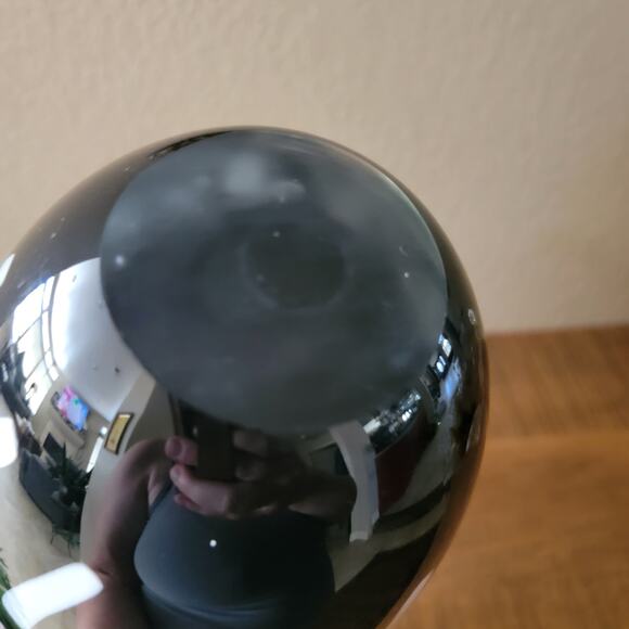 Vintage Black Art Glass Vase with White Dash Motif 10.5 Inch Modernist Design - Picture 8 of 10